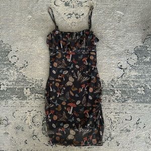 Mushroom/botanical bodycon mini dress